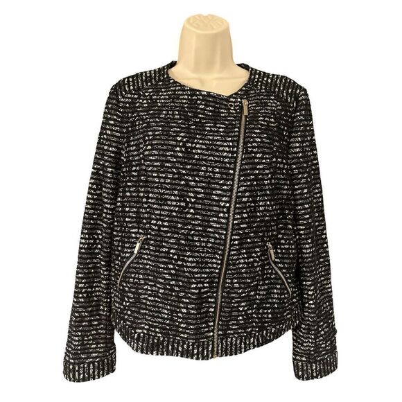 The Limited Textured Black And White Zip Up Jacket Womens Medium - Picture 3 of 11